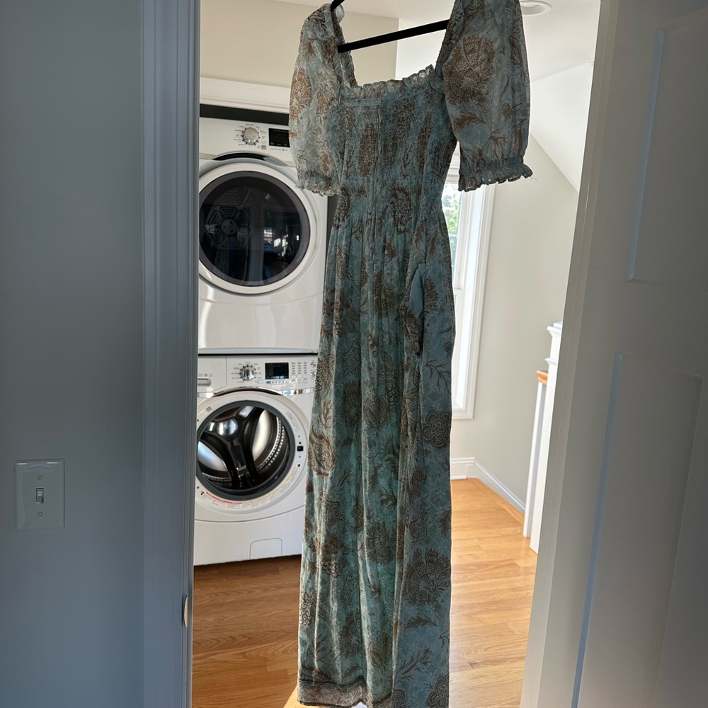 Hill House Blue and Brown Ruffle Dress